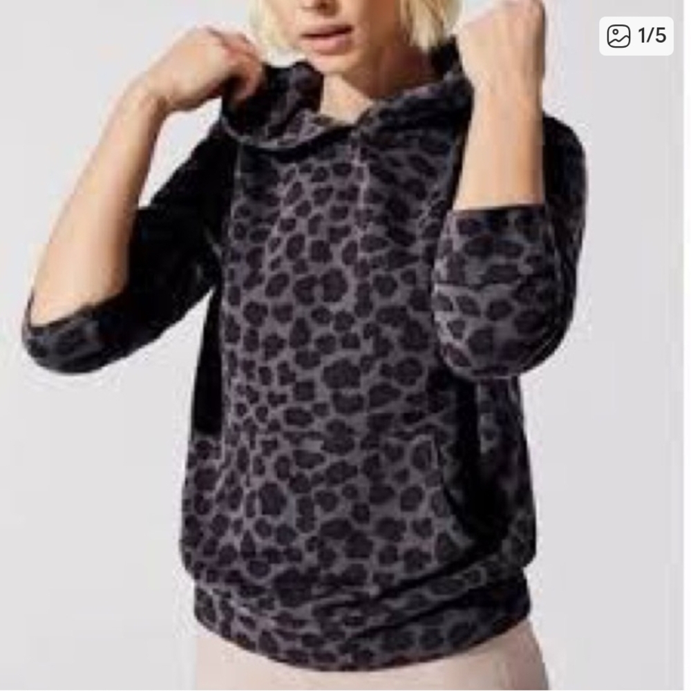 Monrow Anthropologie Leopard  Hoodie